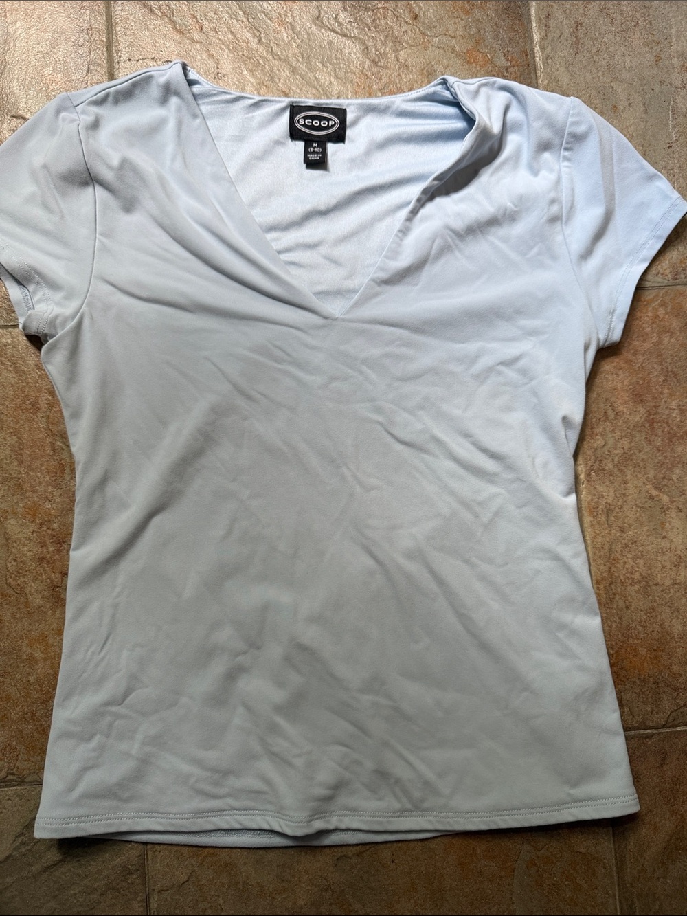 Scoop Essentials V-Neck Short Sleeve Tee in Light Blue